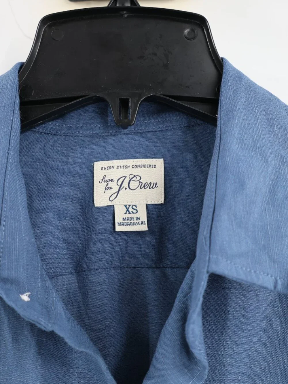 NWT J Crew camp Shirt Men's XS Viscose Linen Blend Short Sleeve Button Up Blue